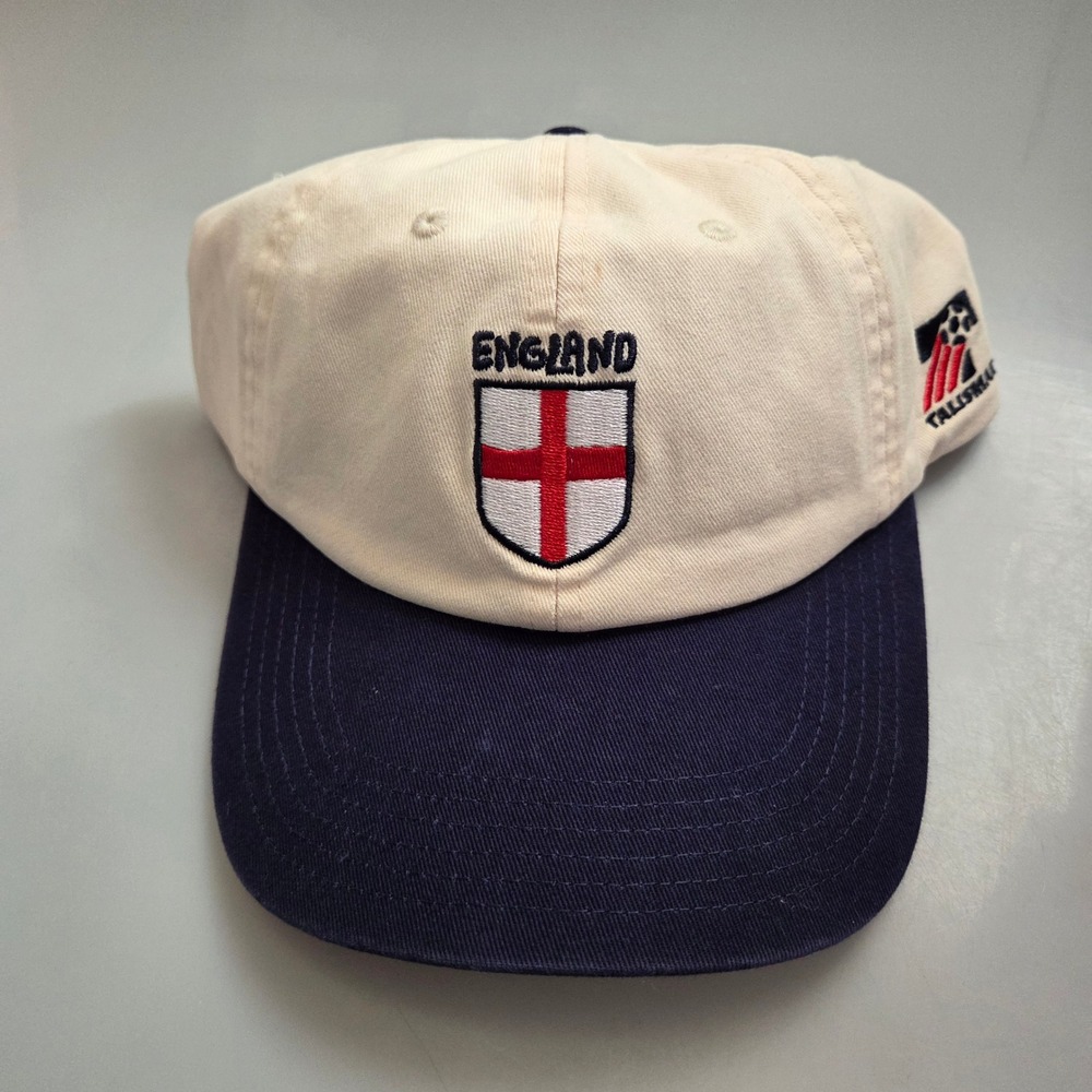 Talisman England National Team Soccer Snapback Hat Cream Navy Blue Cotton Cap